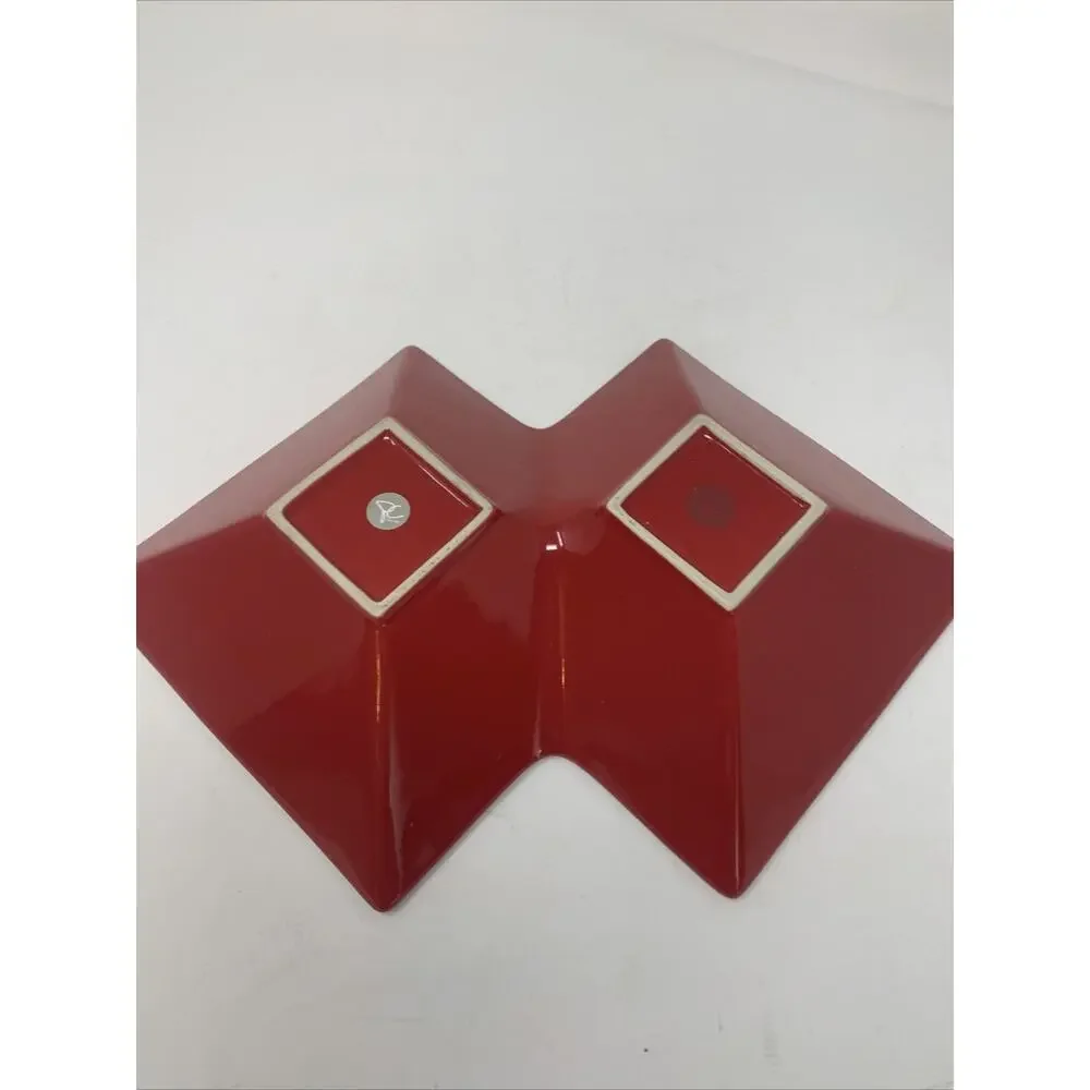 Retro Red Ceramic Geometric Candy/Relish Candy Dish 12x8